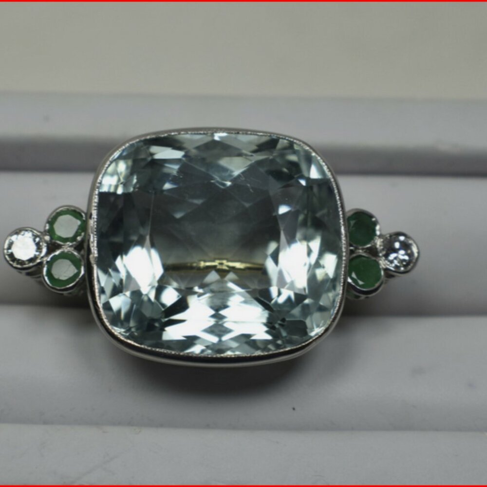 Tiffany Rare Vintage 50ct Paloma Picasso 50 ct Aquamarine, Pin in Platinum